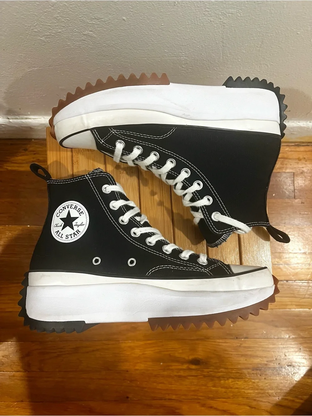 Converse Run Star Hike Canvas Platform High Top Sneakers Men 6.5 Women 8 Black